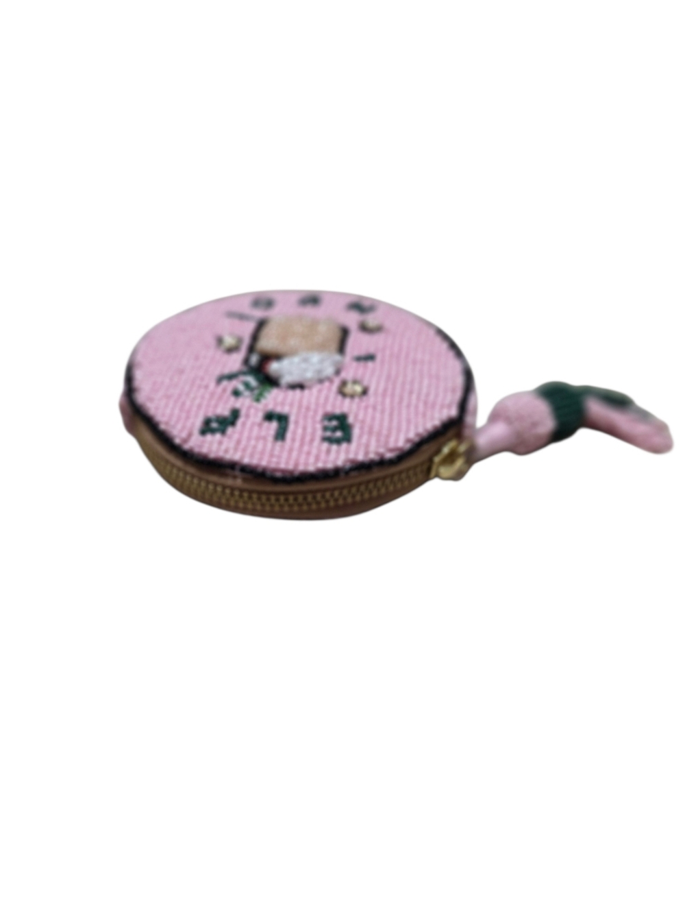 NWT Anthropolgie Nephthys Illustrated Elf Nog Beaded Round Coin Purse - Picture 6 of 9